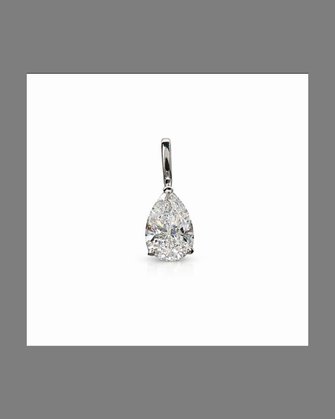 Pendentif Solitaire Poire, Or Blanc