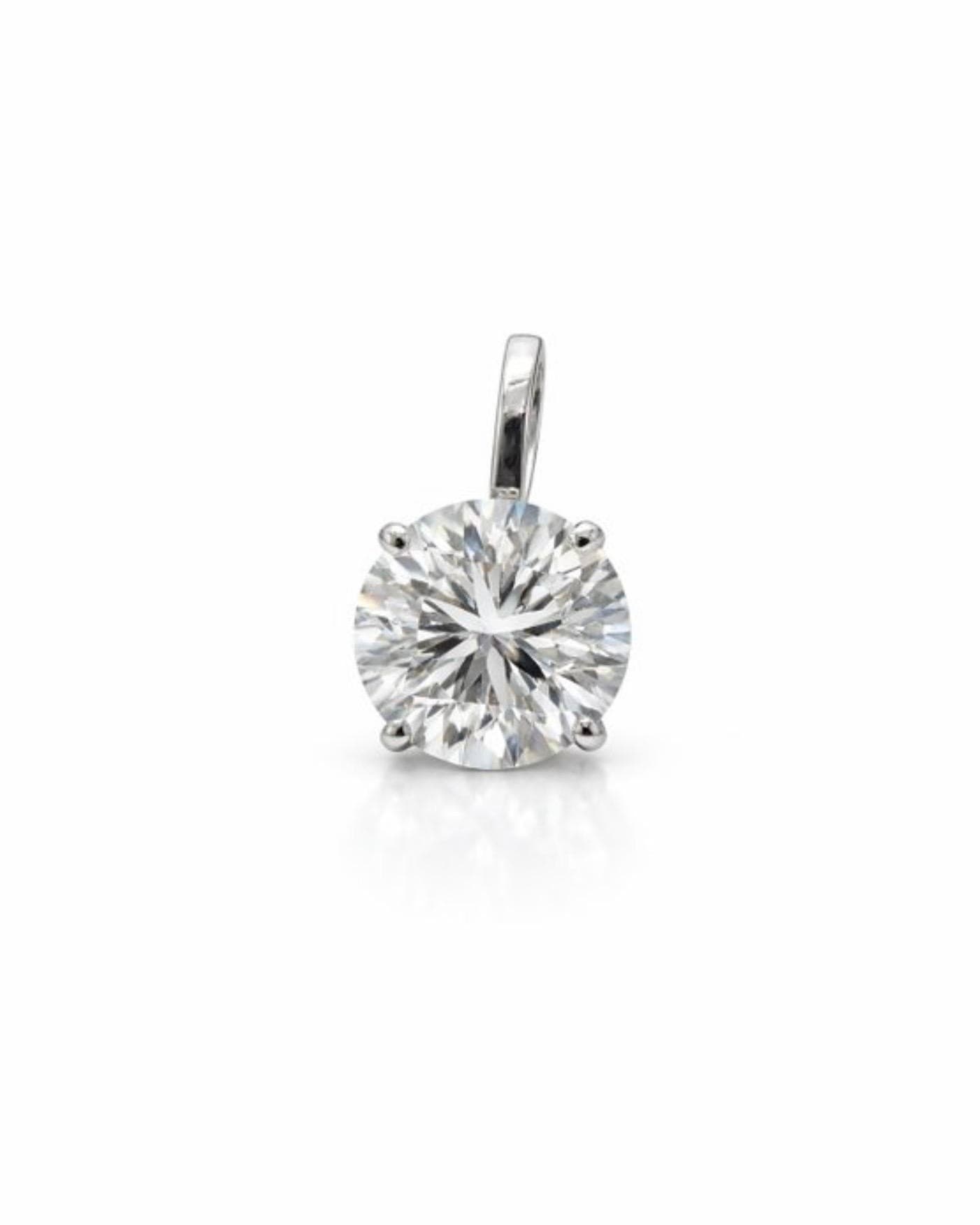 Pendentif Solitaire Rond Brillant, Or Blanc