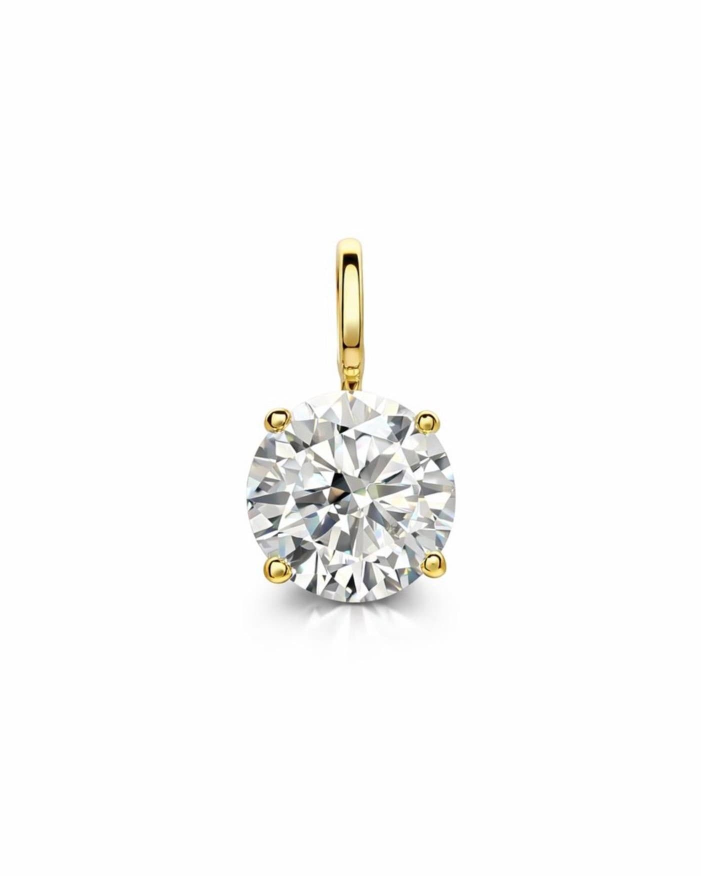 Pendentif Solitaire Rond Brillant, Or Jaune